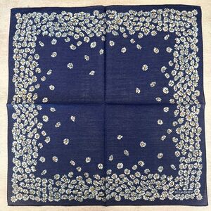 Yves Saint Laurent Blue Floral vintage handkerchief cotton